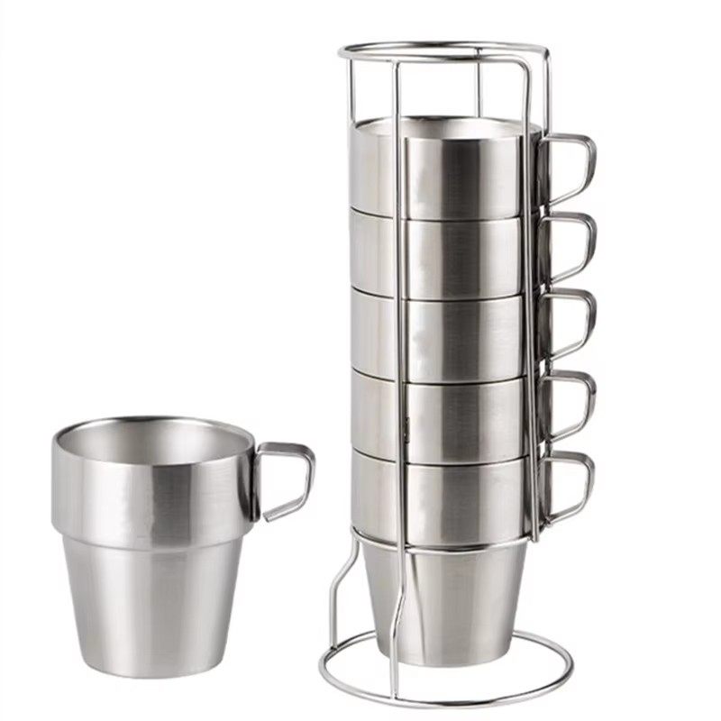 6-Piece Set 304 Steel Insulated Picnic Cup Tumbler Mugs with Stand